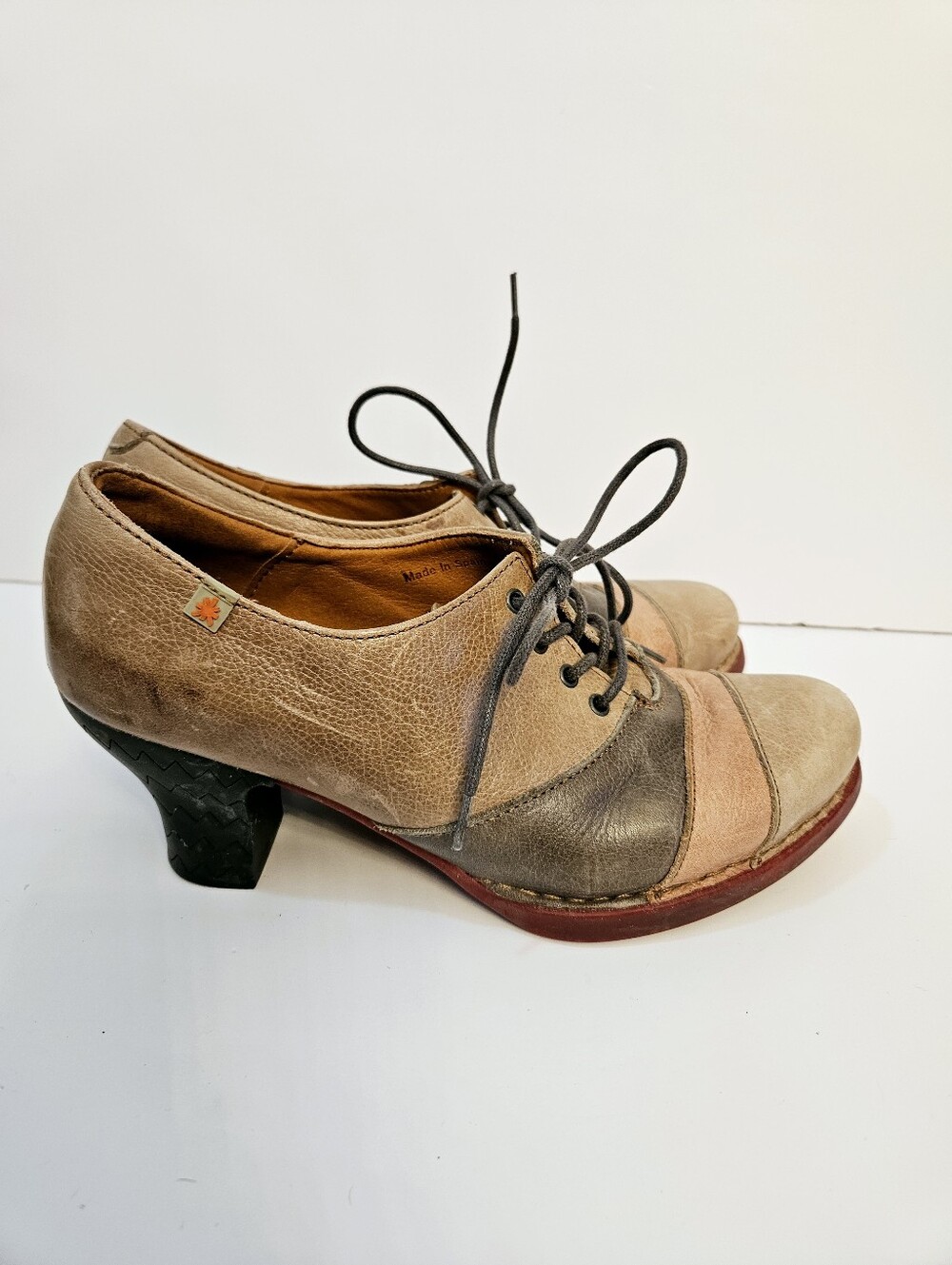 The Art Company Colorblock Leather Heels Size 39 US 8.5 Lace Up